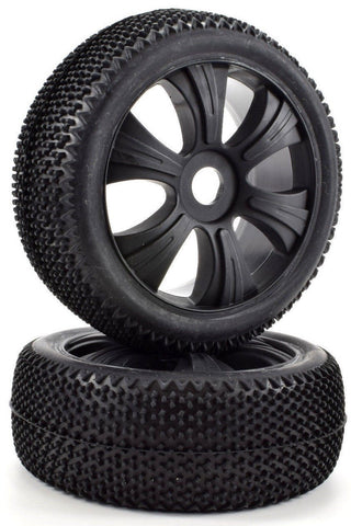 Apex RC Products 1/8 Off-Road Black Aggressor Wheels & Nubby Tire Set #6034
