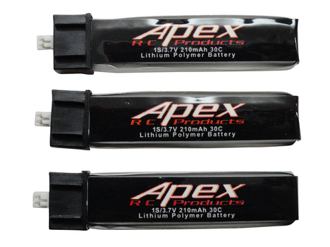 Apex RC Products 3.7V 210Mah 30C Lipo Battery - 3 Pack #7012
