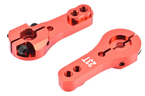 Apex RC Products 23T JR Red Aluminum Dual Clamping Servo Horn - 2 Pack #8006