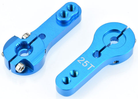 Apex RC Products 25T Futaba Blue Aluminum Dual Clamping Servo Horn - 2 Pack #8014