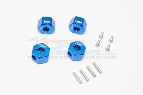 GPM Racing Traxxas 4-Tec 2.0 Blue Aluminum 9mm Thick Wheel Hex Adapters GT010-12X9MM-B