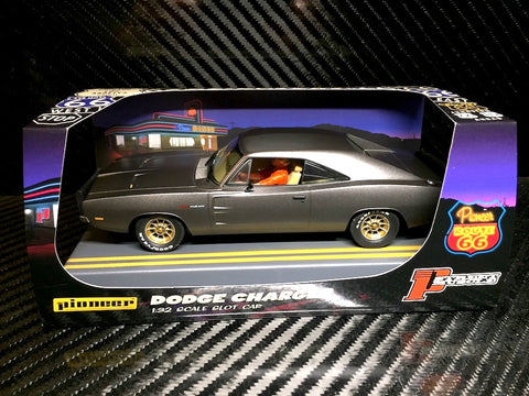 Pioneer "Route 66" Midnight Grey 1969 Dodge Charger Hemi DPR 1/32 Slot Car P088