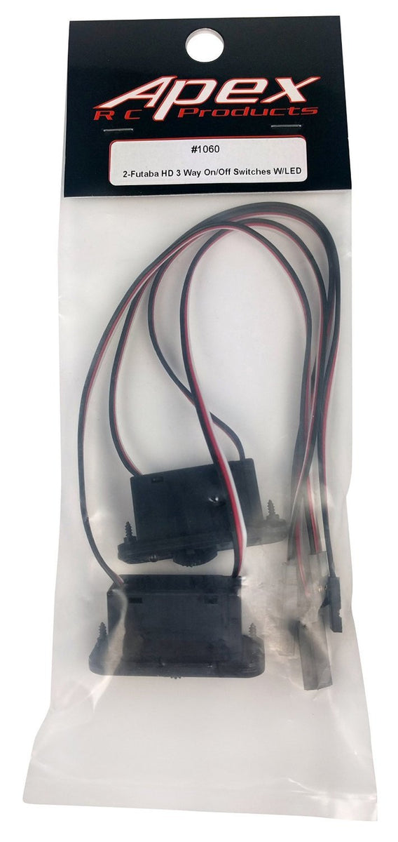 Apex RC Products Futaba Style HD On/Off Switch W/ LED +Charge Port - 2 ...