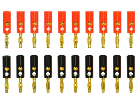Apex RC Products 4.0mm Red & Black Banana Plug Connectors - 10 Pair #1110