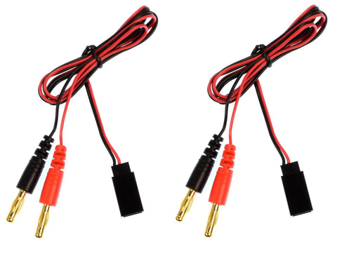 Apex RC Products JR Style Receiver Plug -> 4mm Banana Plug Charge Lead - 2 Pack #1421