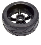 Apex RC Products 1/10 On-Road Black 5 Spoke Wheels & V Tread Rubber Tire Set #5000