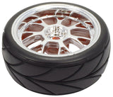 Apex RC Products 1/10 On-Road Chrome Mesh Wheels & V Tread Rubber Tire Set #5007