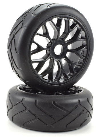 Apex RC Products 1/8 On-Road Black Mesh Wheels & Super Grip Tire Set #6020