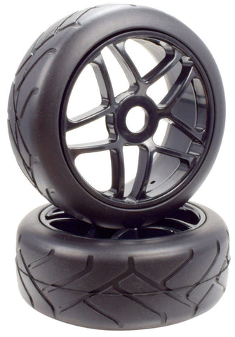 Apex RC Products 1/8 On-Road Black Star Wheels & Super Grip Tire Set #6021
