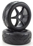 Apex RC Products 1/8 On-Road Black 6 Spoke Wheels & Super Grip Tire Set #6023