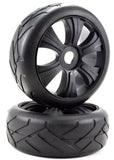Apex RC Products 1/8 On-Road Black Aggressor Wheels & Super Grip Tire Set #6024