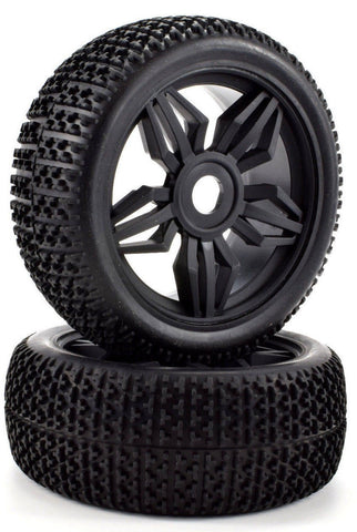 Apex RC Products 1/8 Off-Road Black Diamond Wheels & Nubby Tire Set #6035