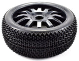 Apex RC Products 1/8 Off-Road Black 12 Spoke Wheels & Nubby Tire Set #6036