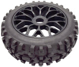 Apex RC Products 1/8 Off-Road Black Mesh Wheels & Attack Tire Set #6040