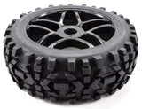 Apex RC Products 1/8 Off-Road Black Star Wheels & Attack Tire Set #6041