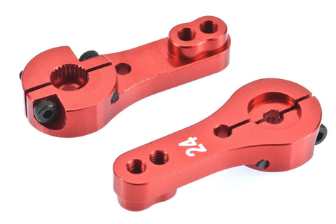 Apex RC Products 24T Hitec Red Aluminum Dual Clamping Servo Horn -2 Pack #8011