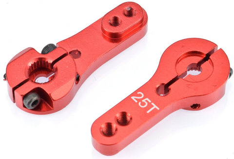 Apex RC Products 25T Futaba Red Aluminum Dual Clamping Servo Horn - 2 Pack #8016