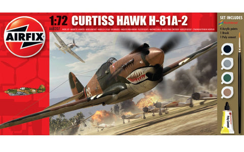 Airfix Curtiss P-40 Warhawk Set W/ Glue, Paints,& Brush 1:72 Model A68207M
