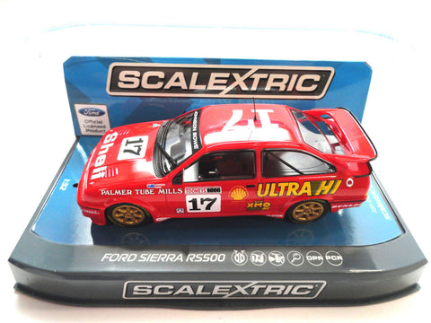 Scalextric "Shell" Ford Sierra RS500 PCR DPR W/ Tail Lights 1/32 Scale Slot Car C3740