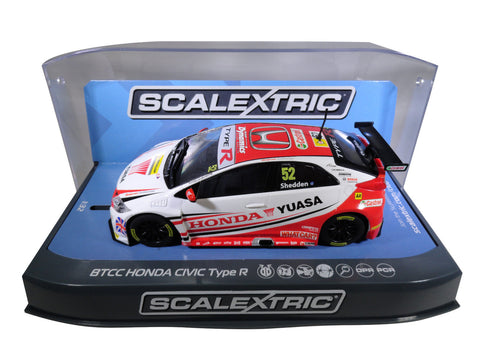 Scalextric "Yuasa" BTCC Honda Civic PCR DPR W/ Lights 1/32 Scale Slot Car C3783