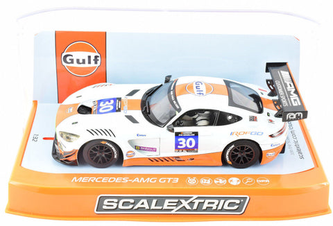 Scalextric "Gulf" Mercedes AMG GT3 DPR W/ Lights 1/32 Scale Slot Car C3853