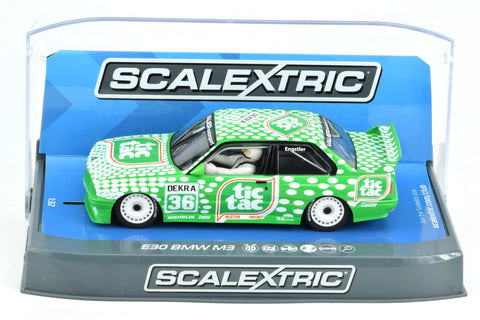 Scalextric "Tic Tac" BMW E30 M3 DPR W/ Lights 1/32 Scale Slot Car C3865
