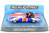 Scalextric Jaguar E-Type - Union Jack W/ Lights 1/32 Scale Slot Car C3878
