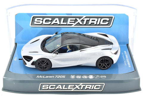 Scalextric Glacier White McLaren 720S DPR W/ Lights 1/32 Scale Slot Car C3982