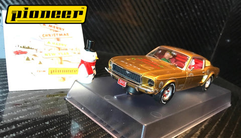 Pioneer "Santa's Stang" Gold 1968 Ford Mustang 390 GT 1/32 Scale Slot Car P038