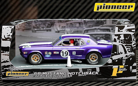 Pioneer 1968 Ford Mustang Notchback #19 - Jim West DPR 1/32 Scale Slot Car P048
