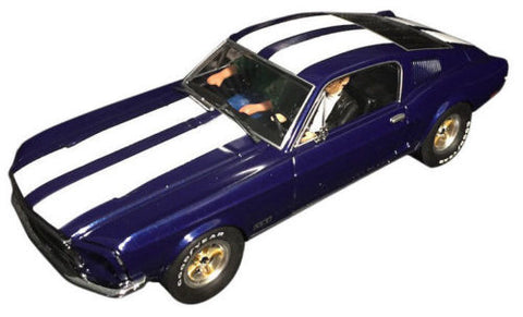 Pioneer Blue / White 1968 Ford Mustang Fastback DPR 1/32 Scale Slot Car P055