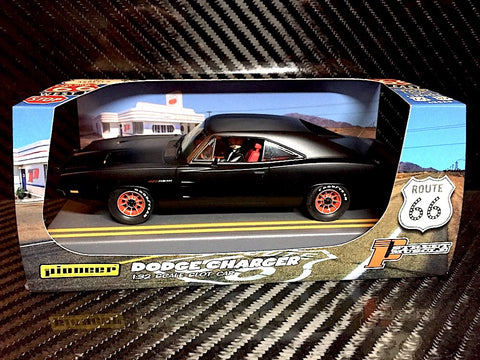 Pioneer "Route 66" Ultra Black 1969 Dodge Charger Hemi DPR 1/32 Slot Car P089